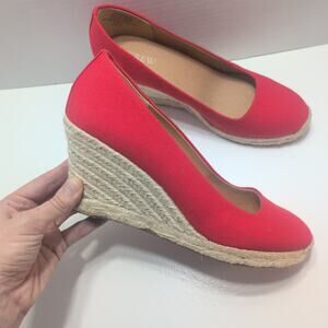 J. Crew Wedge Seville Red Espadrilles Heels Summer Coastal Beachy Women's 8